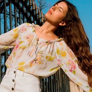 Zara printed top with ruffles.